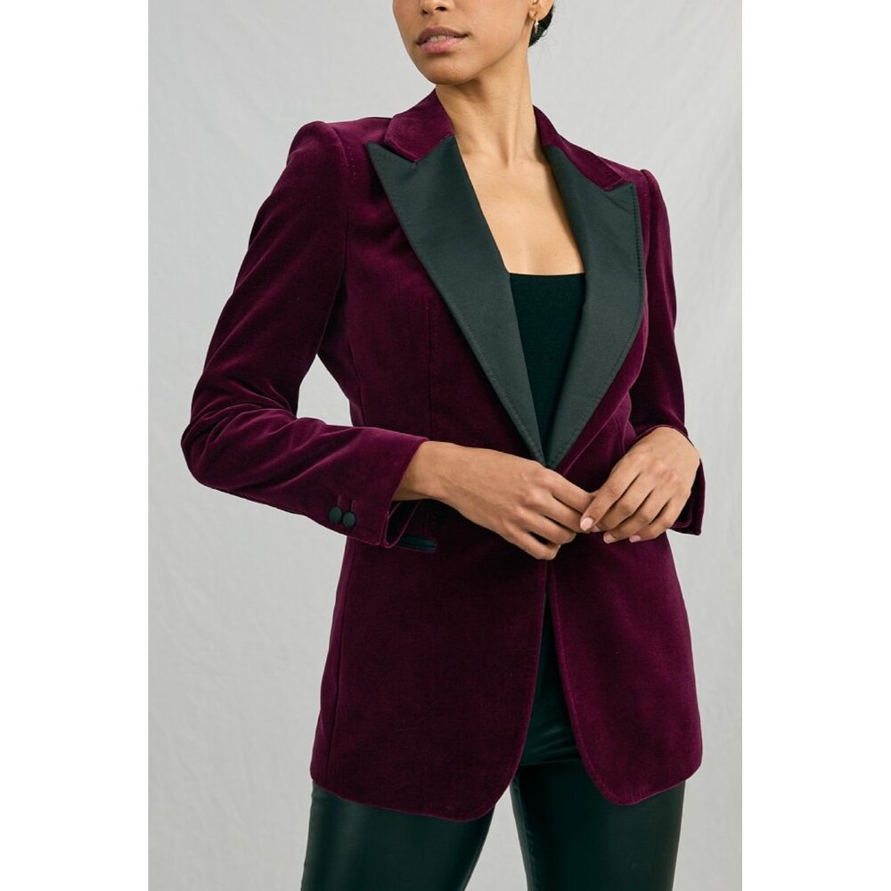 BCBG Max Azria Blackberry Purple Velvet Tuxedo Jacket NWT $348, Size 2